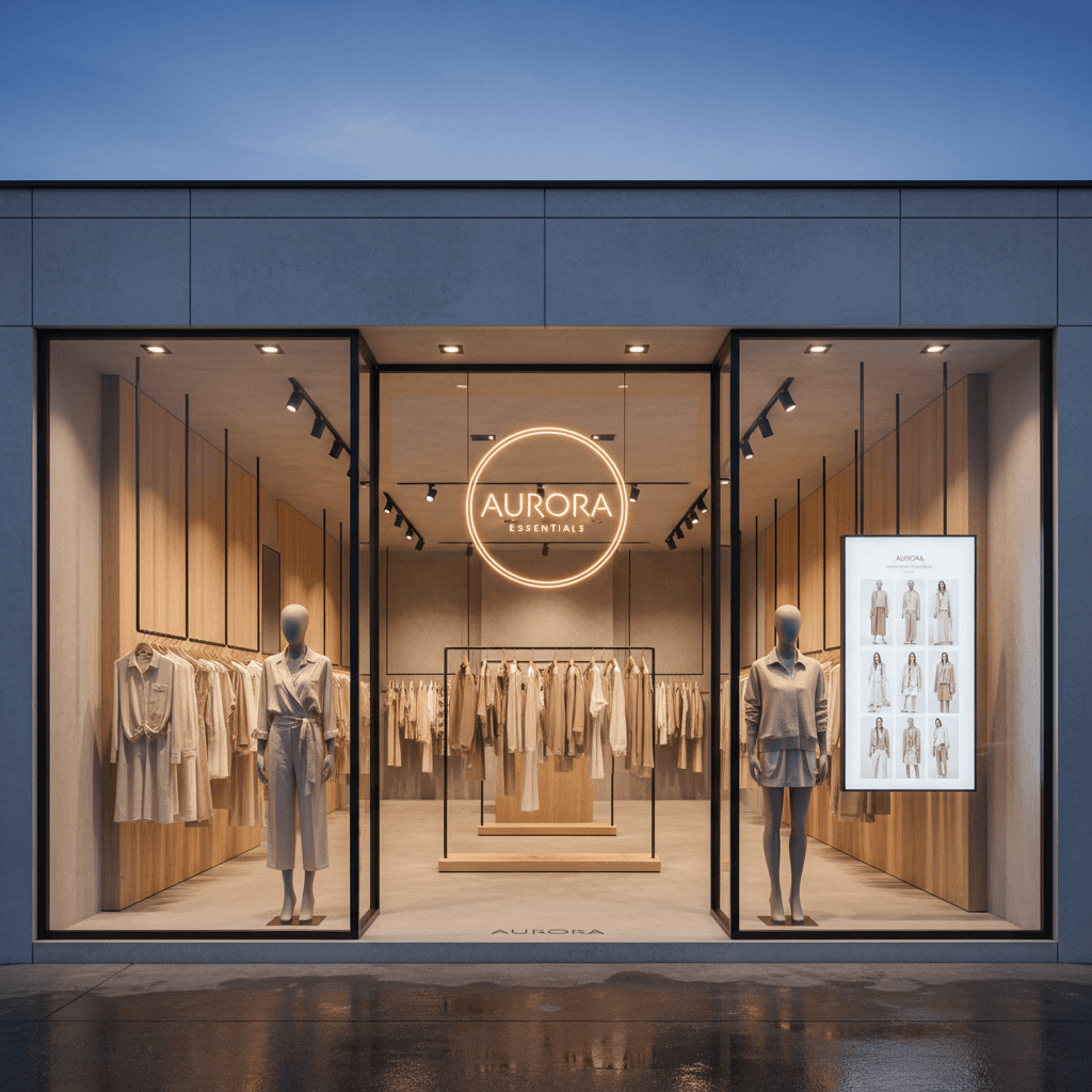 Boutique storefront window graphics mockup