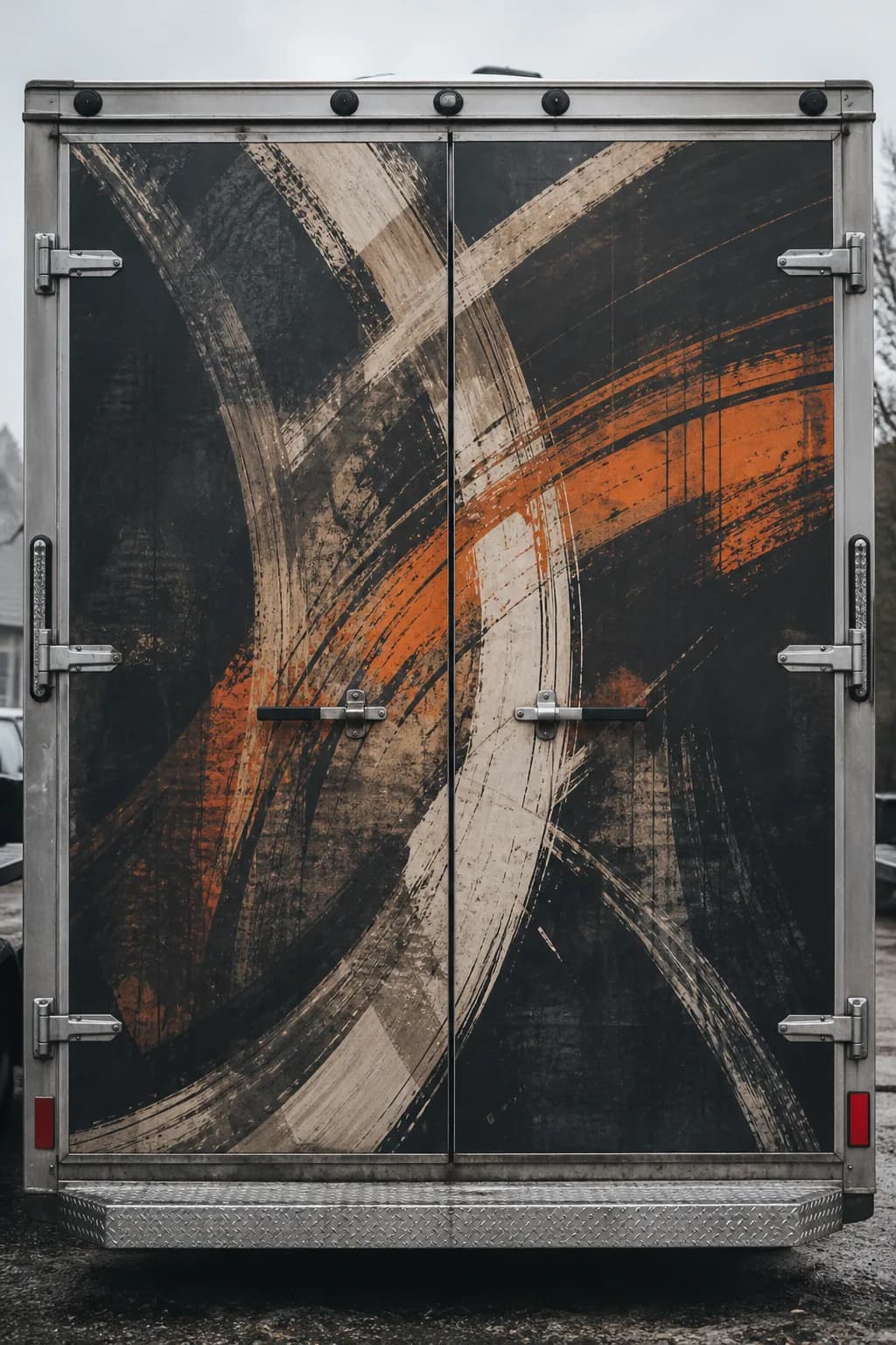Sprinter rear-door shop proof with a centered mark on the doors